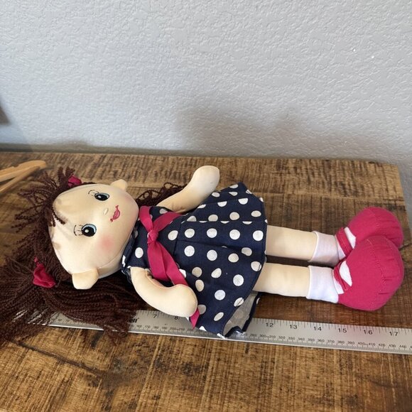 Linzy Plush Betty Soft Bodied Cloth Baby Stuffed Rag Doll 16” Polka-dot Dress - Picture 8 of 9